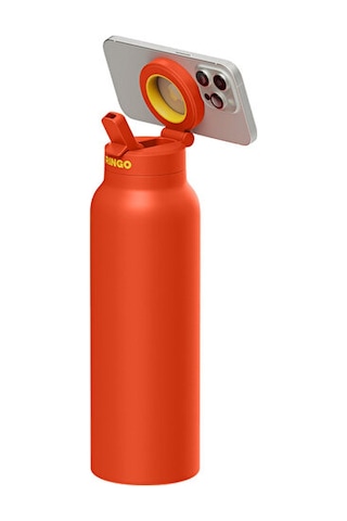 Ringo Pro Manyetik Telefon Tutuculu Termal Paslanmaz Çelik Su Şişesi Pipetli Kapak 24 Oz / 710 Ml Turuncu