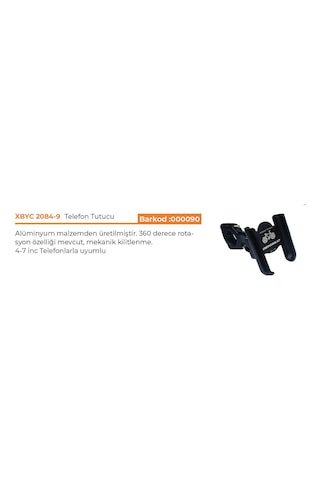 Tex Xbyc 2084-9 Aluminyum Ayarlı Bisiklet Telefon Tutacağı Siyah Çok Renkli