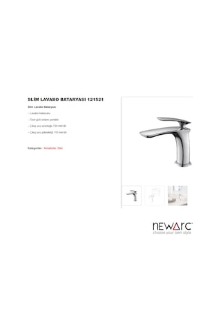 Newarc Slim Lavabo Bataryası Krom