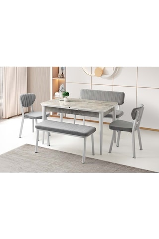 Mobilgen Rambla 120+30 Kelebek Tekno Kenar Hg Açılabilir Masa Mermer Desen