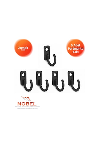 Anahtar Askısı, Metal Vestiyer Askısı, Siyah, Dolap Askılığı 5'li Set Vidalı Si Yah