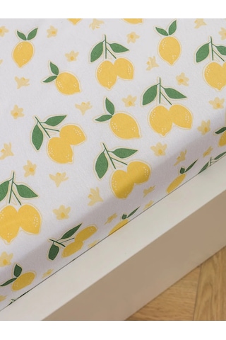 Karışık Limon Baskılı Çift Kişilik Lastikli Çarşaf