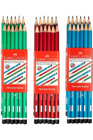 Faber-Castell Köşeli Mercanlı Kurşun Kalem 12'li 1 pk Faber-Castell Köşeli Mercanlı Kurşun Kalem 12'li 1 pk