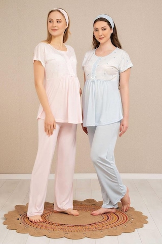 Baha 4519 Yarım Kol Lohusa Pijama Takım 001