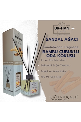 Sandal Ağacı Bambu Çubuklu Oda Kokusu 100 Ml Cam Şişe