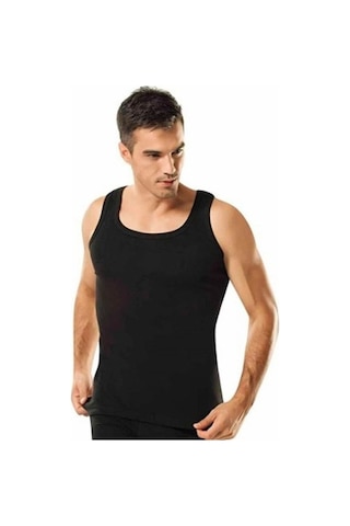 Tutku Ter0102S Ribana Askılı Atlet Erkek Pamuk Penye 6'Lı Siyah