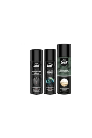Selsil Emniyet Kemeri Yağlayıcı 200 Ml + Lastik Fitil Yenileyici 200ml + Silikon Sprey 500 Ml 3 Adet Selsil Emniyet Kemeri Yağlayıcı 200 Ml + Lastik Fitil Yenileyici 200ml + Silikon Sprey 500 Ml 3 Adet