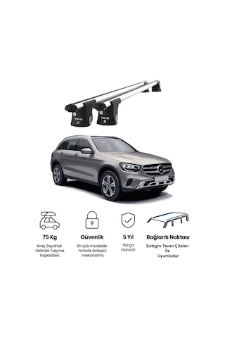 Trio-ıı Mercedes-benz Glc 2016 Ve Sonrası Uyumlu Kilitli Ara Atkı 120cm Port Bagaj Tavan Barı