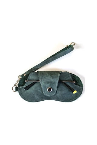 Bouscrab Gerçek Deri Özel Tasarım Gözlük Kılıfı Yeşil