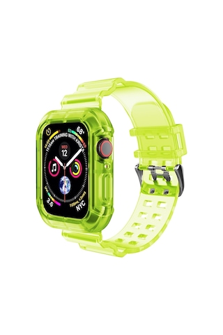 Apple Watch Series 9&8&7 41mm / Se 3&se 2&6&se&5&4 40mm / 3&2&1 38mm İçin Saydam Saat Lastiği Saydam Sarı