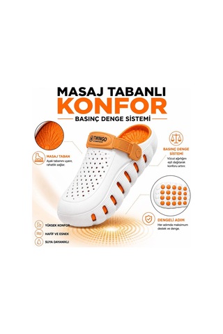 Premium Comfort Unisex Ortopedik Günlük, Masaj Tabanlı Basınç Denge Sistemli Plaj Ve Hastane Terliği Beyaz