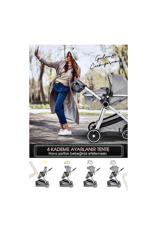 Baby Home Yeni Doğan 9 İn 1 Full Takım 990 Travel Sistem Bebek Arabası Angel Sepet Anne Yanı Beşik Siyah