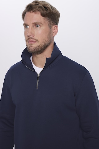 Tudors Unisex Relax Fit Rahat Kesim Pamuklu Yarım Fermuarlı Lacivert Dik Yaka Sweatshirt-31450-lacivert Lacivert