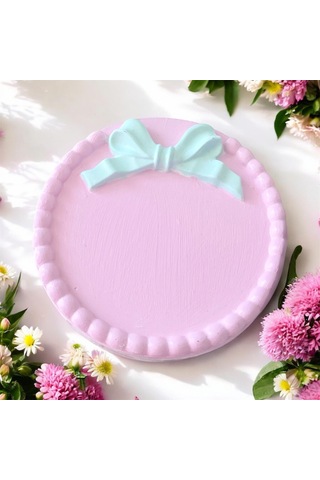 El Yapımı Taş Bardak Altlığı - Çok Amaçlı Dekoratif Tabak 11 Cm Açık Pembe