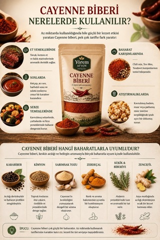 Yörem Afyon Anadolu Mutfağının Ateşlii Baharatı Hakiki Cayenne Biberi Arnavut Biberi / Kayyen Biberi 50gr.