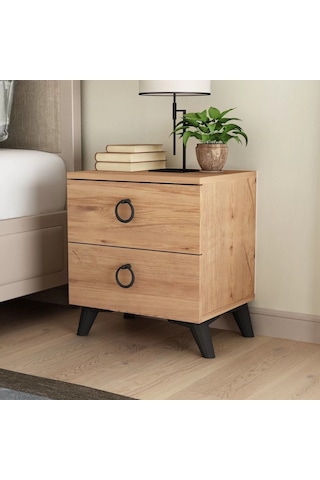 Komidin Çift Çekmeceli Atlantik Çam Lükens Ayaklı Kurulu