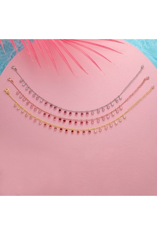 925 Ayar Gümüş Top Zincirli Kırmızı Renk Geçişli Hal Hal Gold