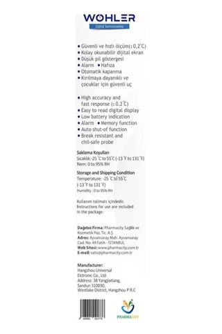 Wöhler Dijital Koltuk Altı Ateş Ölçer ( Saklama Kabı Hediyeli )