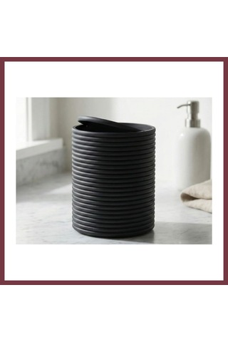 Storeşahin 3d Baskı Mini Yivli Çöp Kutusu Sallanır Kapaklı Masaüstü Banyo Makyaj Masası Kovası 12x9 Cm Antrasit Shn0720