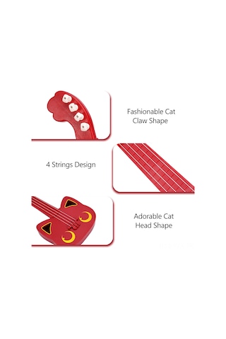 Yaozixa Küçük Çocuklar İçin Abs Mat Kırmızı Ukulele Gitarı - Müzik Enstrümanı