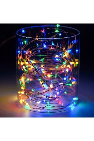 Jenerik Gd968 Şerit Pilli Aydınlatma 10 Metre 100 Adet Rgb Peri Led Çok Renkli