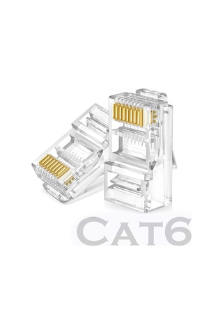 RJ45 CAT6 Jack Konnektör Altın Kaplama Ethernet Uç 8P8C 100'lü Pa