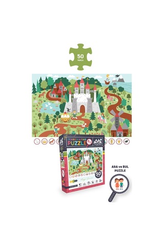 3'lü 50 Parça Ara Ve Bul Puzzle - Sihirli Unıcorn Ve Çiftlik Arkadaşları Ve Sonbahar Ormanı