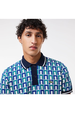Lacoste Erkek Monogram Polo Yaka Triko Tişört Beyaz