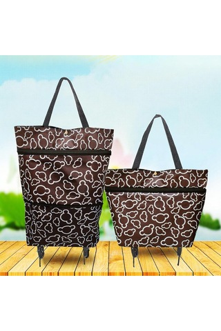 Shineyee Katlanabilir Tekerlekli Alışveriş Sepeti - Genişletilebilir Yeniden Kullanılabilir Alışveriş Çantası