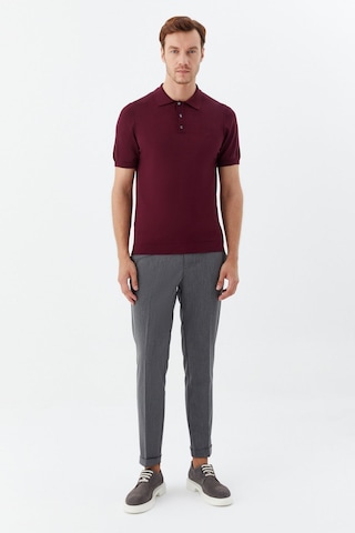 Sabri Özel Erkek Bordo Normal Kesim Regular Fit Viskon Dokuma Düğmeli Polo Yaka Tişört