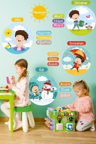 Mevsimleri Öğreniyorum Çocuk Odası - Okul - Sınıf Sticker Seti