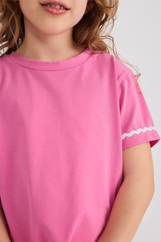Panço Kız Çocuk Kısa Kollu Pembe Tişört