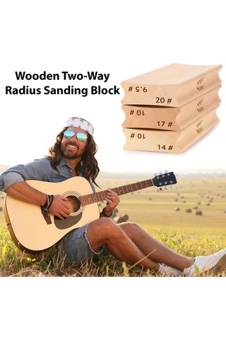 Yifomall Gitar Plevne Yarıçap Taşlama Bloku 10"&14" İki Yönlü - Teller Düzeltici Zımpara Bloğu + 2 Adet 600 Tane Zımparak Kağıdı