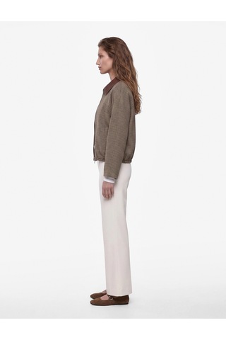 Koton Normal Bel Straight Fit Geniş Paça Kumaş Pantolon Ekru 7wak40130ek