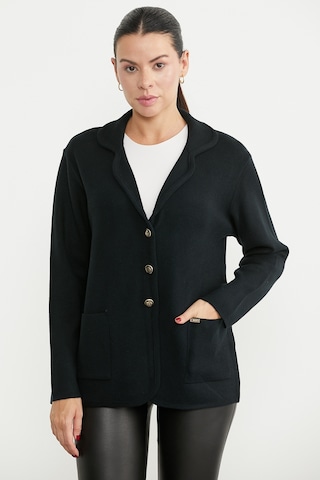 Sementa Oversize Cepli Triko Ceket - Siyah
