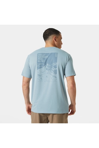 Helly Hansen Skog Recycled Graphic Erkek Mavi Yuvarlak Yaka Tişört Mavi