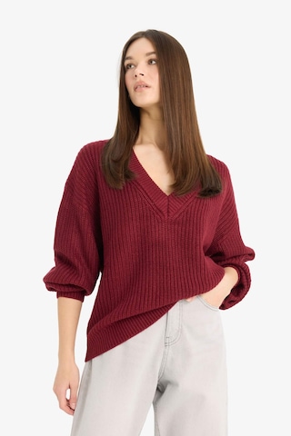 Defacto Oversize Geniş Kalıp V Yaka Triko Kazak Z7135az25wnbr455 Bordo