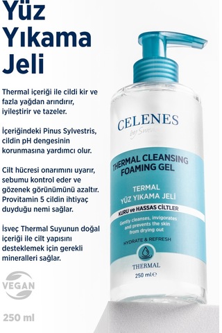 Celenes By Sweden Thermal Kuru ve Hassas Cilt Temizleme Jeli 250 ML