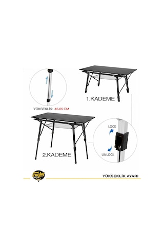 FUNKY CHAIRS Elite Teleskopik Ayaklı Kamp Masası - Siyah