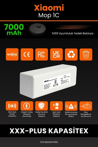 Xiaomi Mi Vacuum Mop 1c Uyumlu 7000.mah Batarya