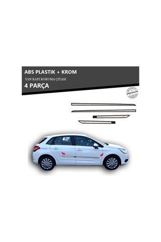 Cıtroen C4 2010 Üzeri Yan Kapı Koruma Çıtası Plastik + Krom