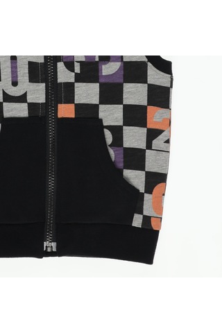 Panço Erkek Çocuk Kapüşonlu Ve Baskılı Kanguru Cepli Yelek Siyah 2221Bb23006-347 001