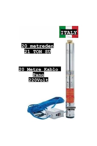 4" 3 Hp 9 Kademe Dalgıç Pompa 20 Mt Kablo Ve Panolu 220v İtalyan