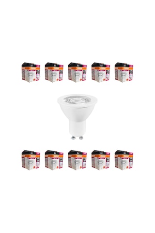 Osram Gu10 Led Ampul 4.5w 6500k Beyaz Işık 350lm, 36 Işık Açısı, 10'lu Ekonomik Paket, Enerji Sın Sku: Smg8690010159670 Açık Kahverengi
