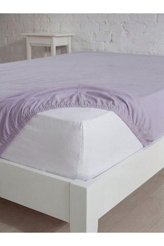 Battal Boy Pamuklu Lastikli Çarşaf, Ranforce Battal Boy Fitted Çarşaf 180x200+20 Cm Lila