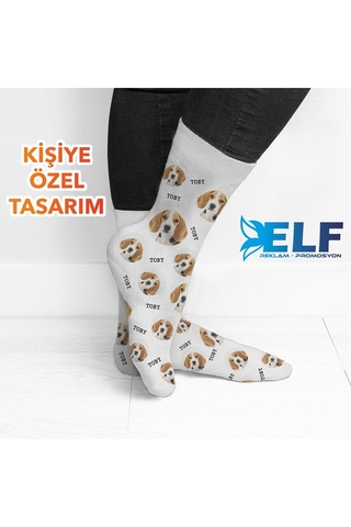 Kişiye Özel Hayvan Figürlü Çorap Beyaz