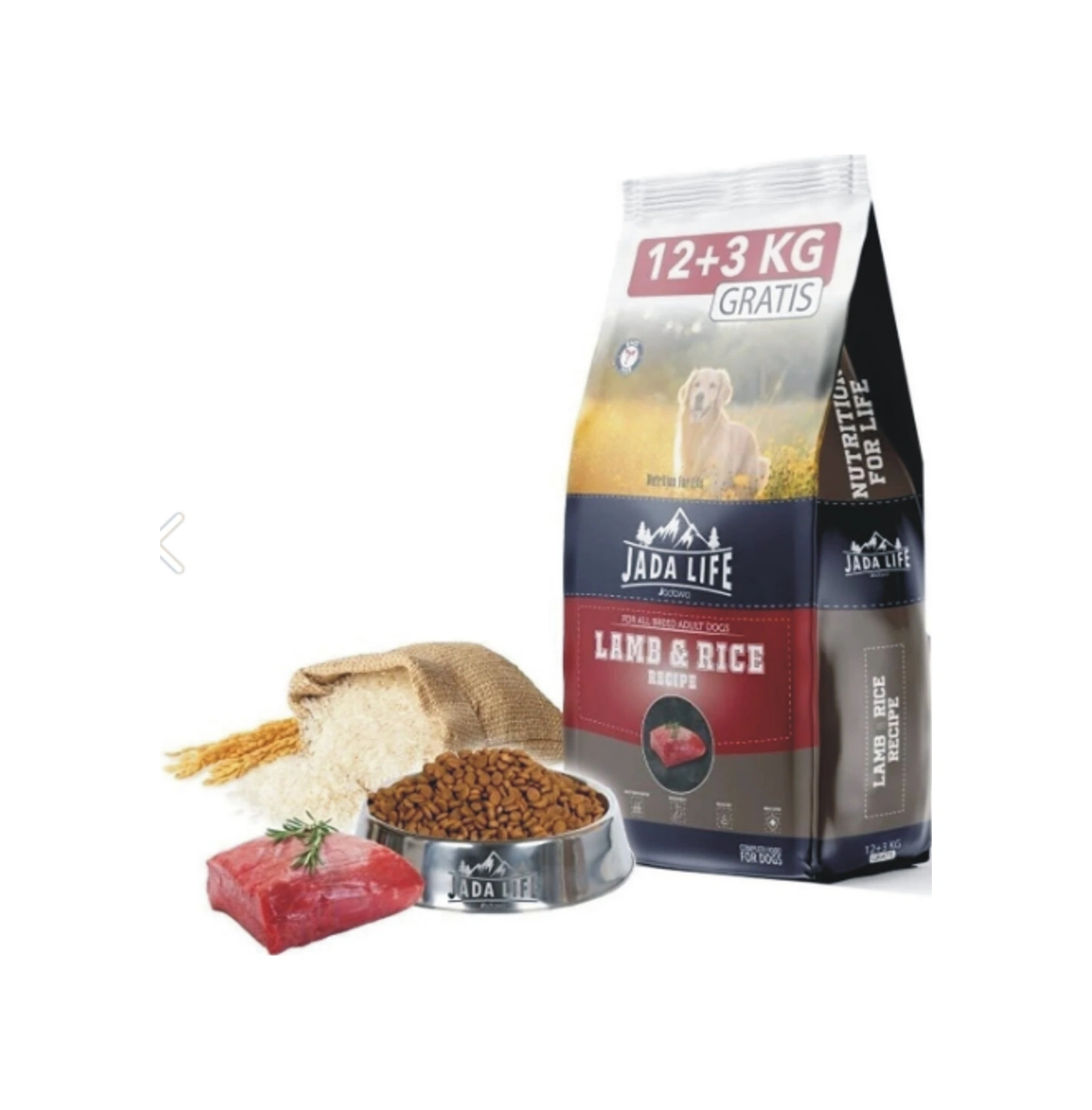 Jada Life Kuzu Etli & Prinçli Yetişkin Köpek Maması 12+3 Kg.