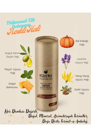 Kuatra Stick Kontür, Earth Minerals Doğal, Mineral, Antioksidan, Nemlendirici Formül, Plastiksiz Ambalaj