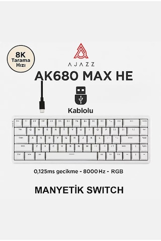 Ak680 Max Rapid Trigger Manyetik Switch Mekanik Kablolu Klavye Rgb 0.125 Ms Ultra Düşük Gecikme