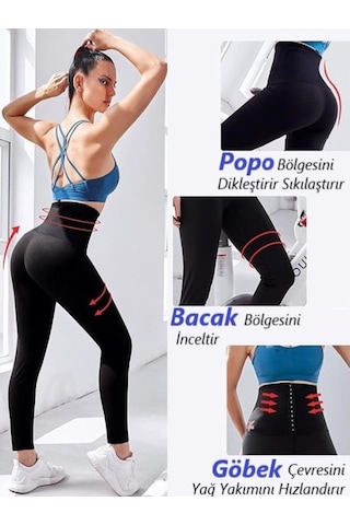 Mistirik Sauna-tayt Model Yağ Yakan  Iki Beden Incelten Yüksek Bel Agraflı Sauna Termal Tayt SiYAH